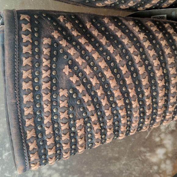 LIBERTY BLACK LB71244 Cafe Vintage studded & cross stitched tall ladies boots 6 - Picture 14 of 15